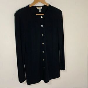 Talbots Woman Black Thin Rayon Long Cardigan Sweater Size Small